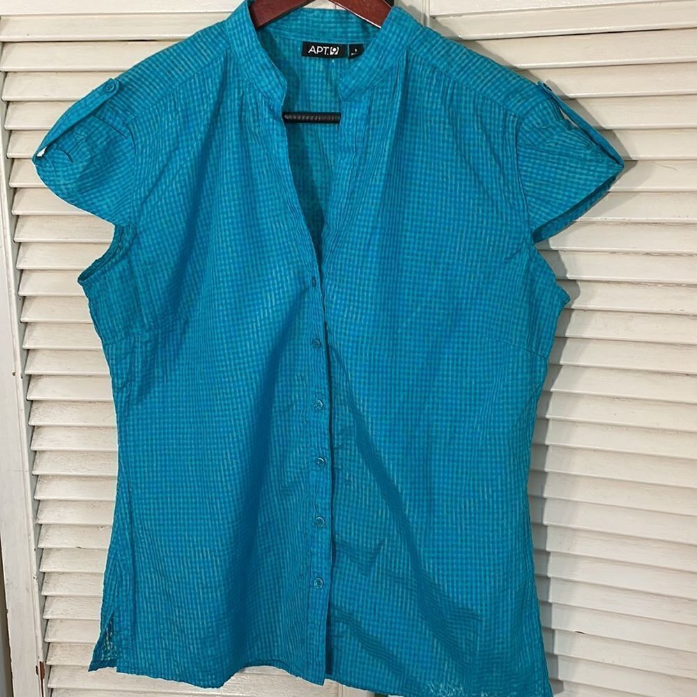 NWOT Apt 9 Blue Blouse with V Neck.